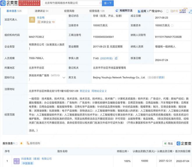 抖音旗下有竹居公司布局AI新賽道 人工智能理論與算法軟件開(kāi)發(fā)成戰(zhàn)略重點(diǎn)